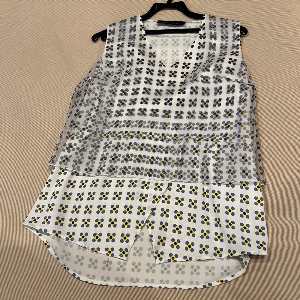 Thakoon White and Blue Patterned Blouse